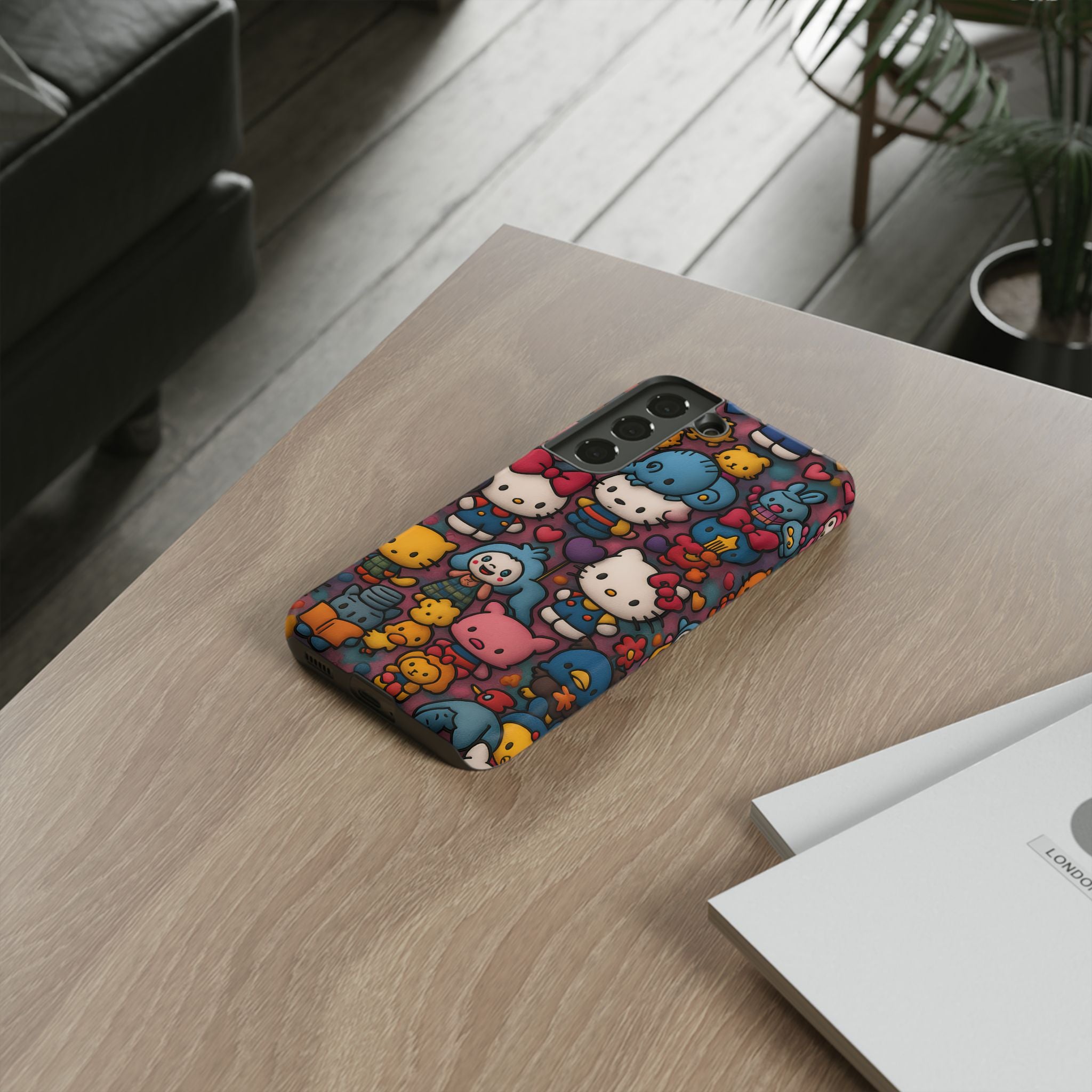 Cute Kawaii Cartoon Phone CaseColorful Hello Kitty Style Collage Cover for iPhone & Samsung