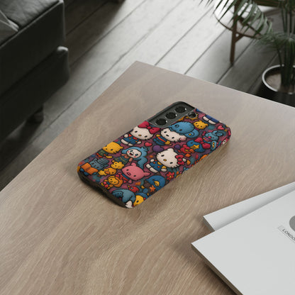 Cute Kawaii Cartoon Phone CaseColorful Hello Kitty Style Collage Cover for iPhone & Samsung