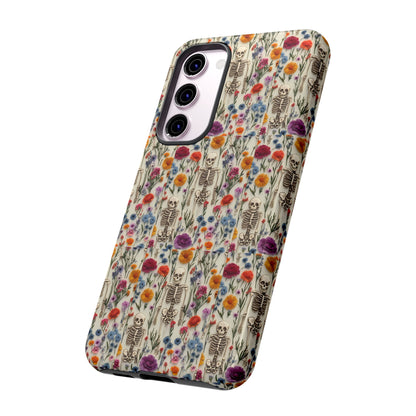 Skeleton Floral Phone Case – Gothic Vintage Botanical Skull Cover for iPhone, Samsung & Pixel Models