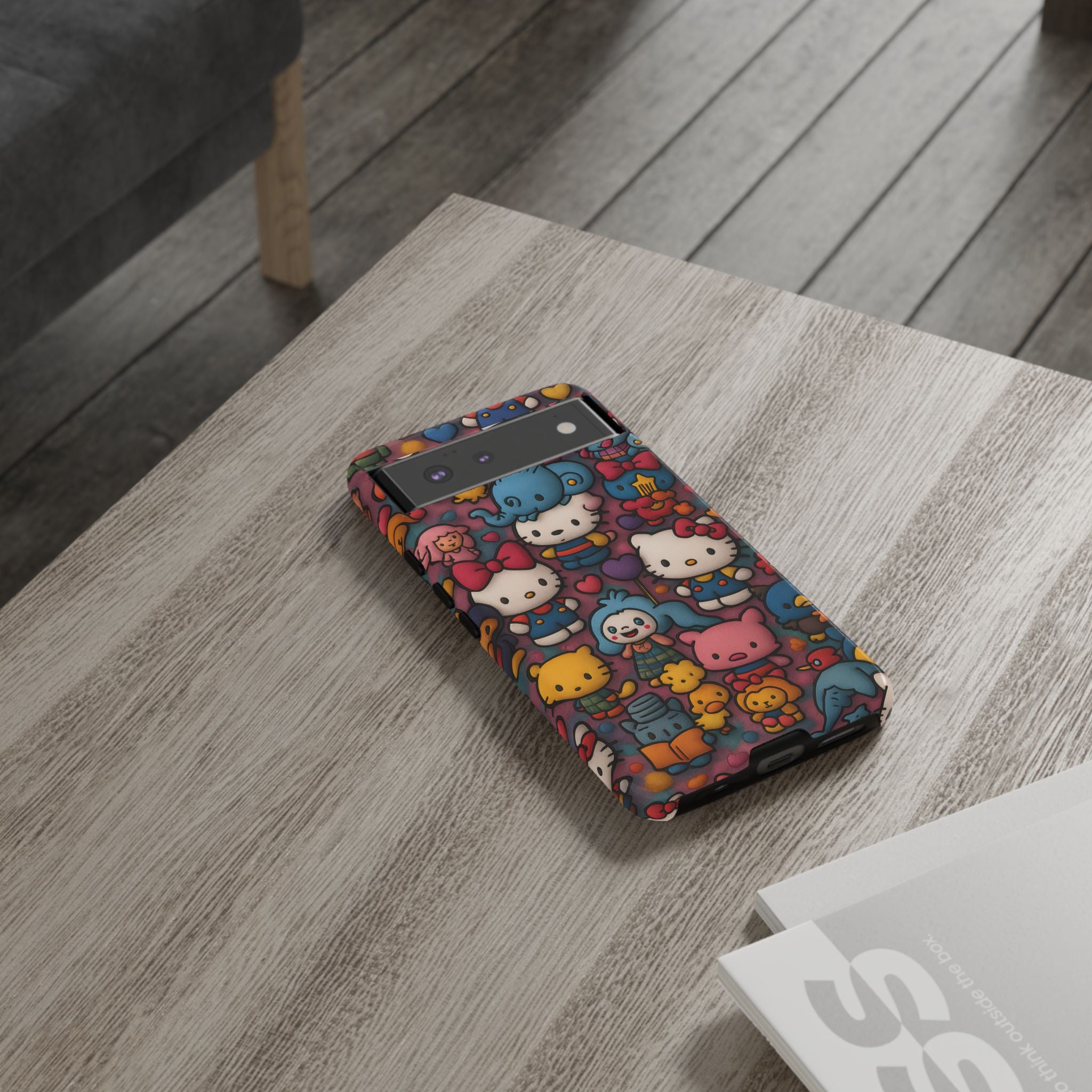 Cute Kawaii Cartoon Phone CaseColorful Hello Kitty Style Collage Cover for iPhone & Samsung