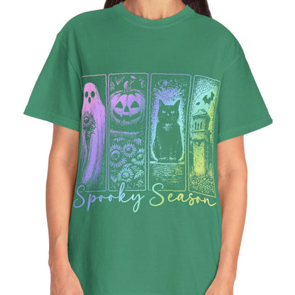 Spooky Season Halloween Shirt for Women Ghost Cat Pumpkin Tee – Cute Fall Aesthetic Witchy Graphic T-Shirt