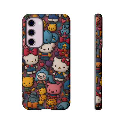 Cute Kawaii Cartoon Phone CaseColorful Hello Kitty Style Collage Cover for iPhone & Samsung