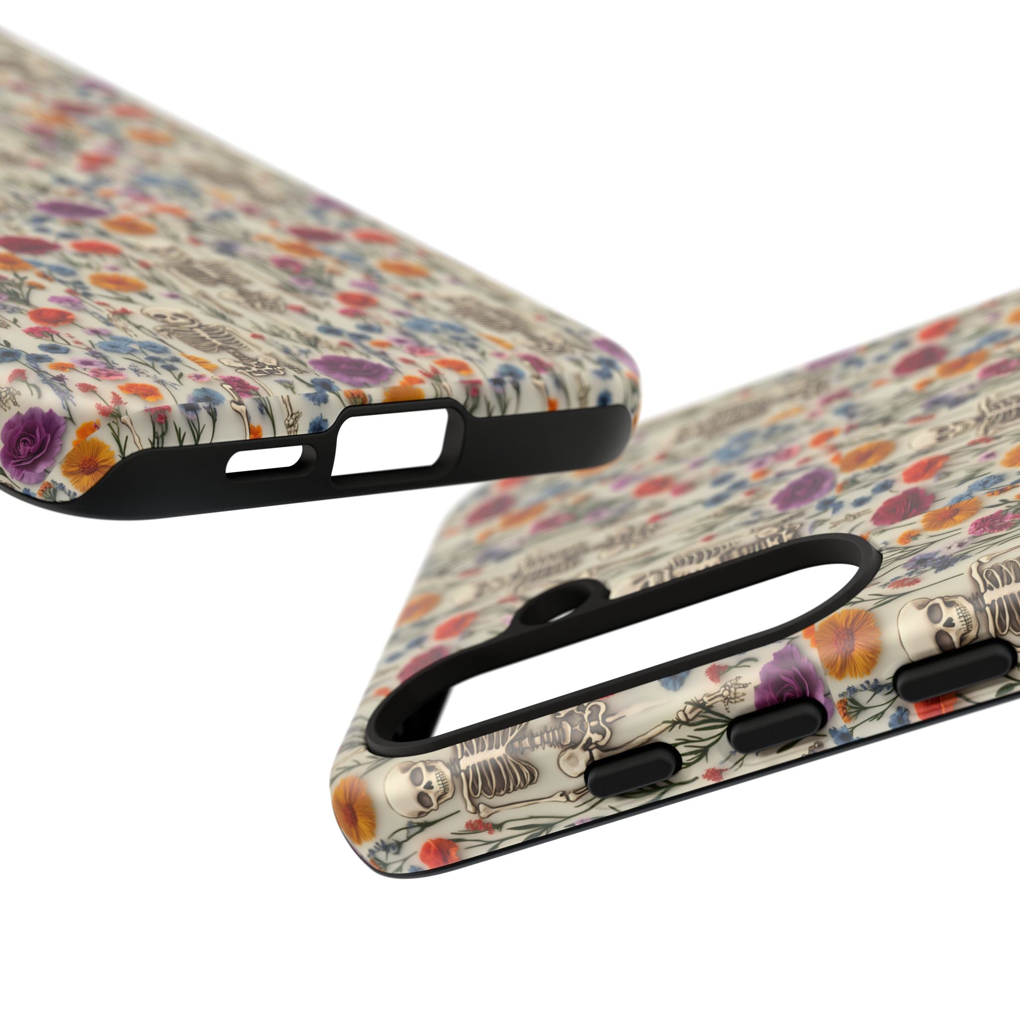 Skeleton Floral Phone Case – Gothic Vintage Botanical Skull Cover for iPhone, Samsung & Pixel Models