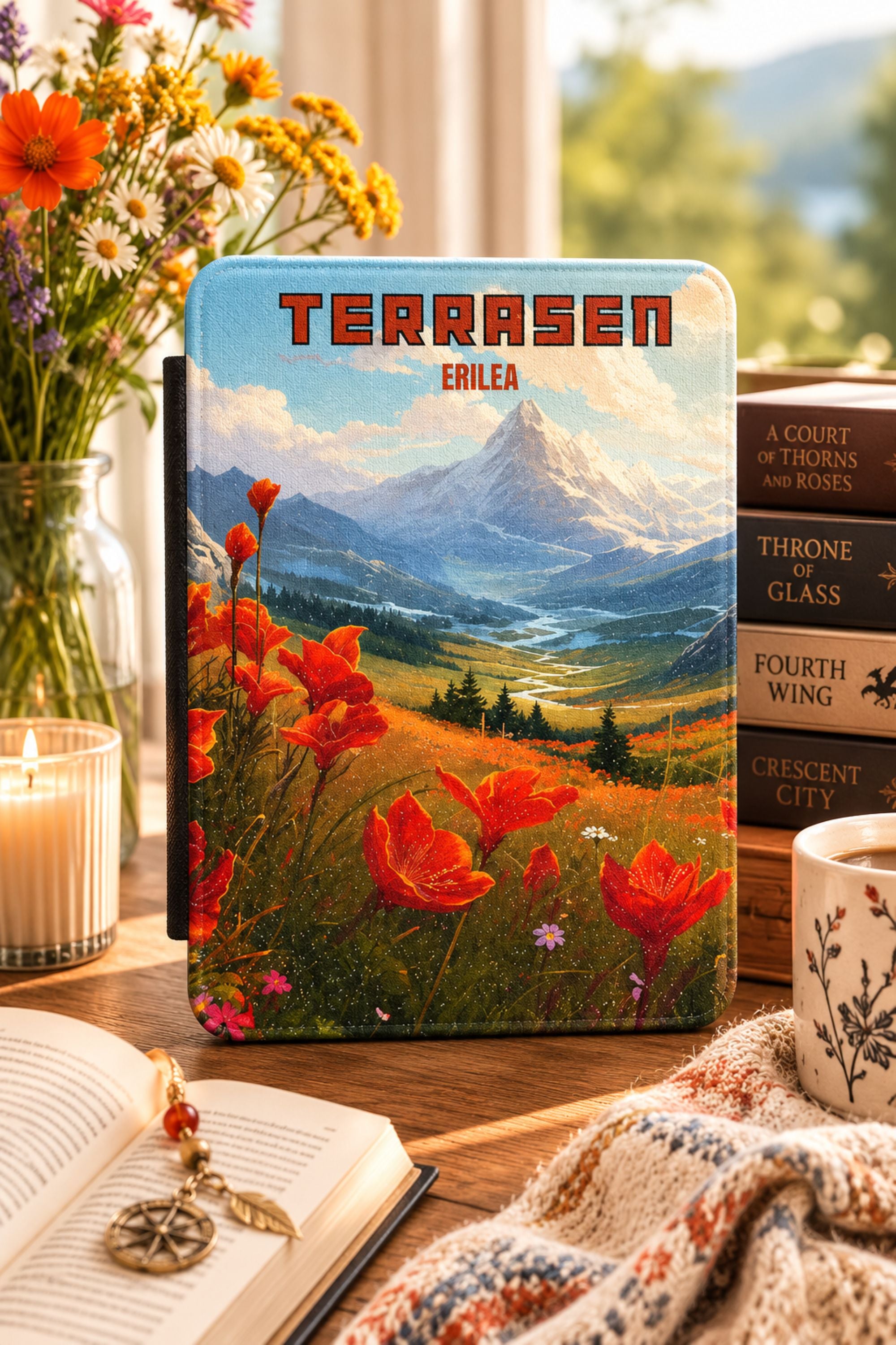 Throne of Glass Terrasen Kindle Paperwhite Colorsoft Case Terrasen Vintage Travel Poster
