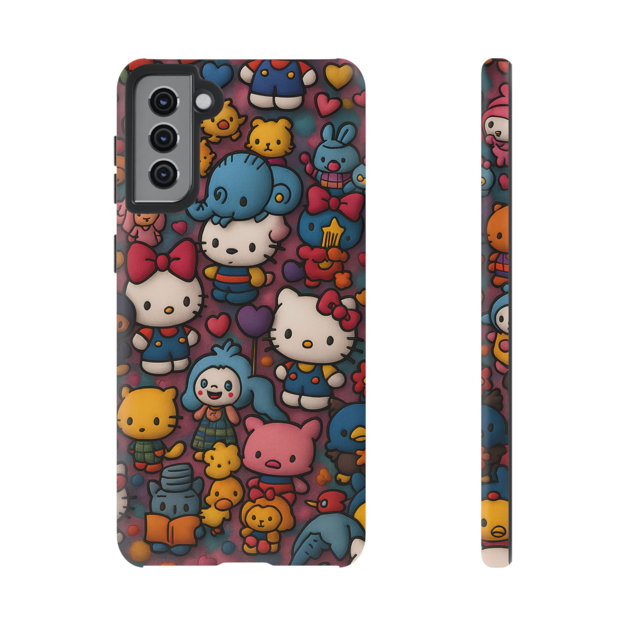 Cute Kawaii Cartoon Phone CaseColorful Hello Kitty Style Collage Cover for iPhone & Samsung