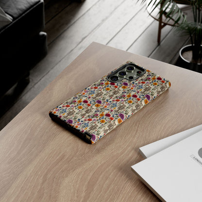 Skeleton Floral Phone Case – Gothic Vintage Botanical Skull Cover for iPhone, Samsung & Pixel Models