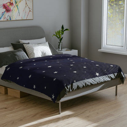 Starry Night Sky Microfiber Blanket | Cozy Navy Celestial Throw for Bedroom or Reading Nook