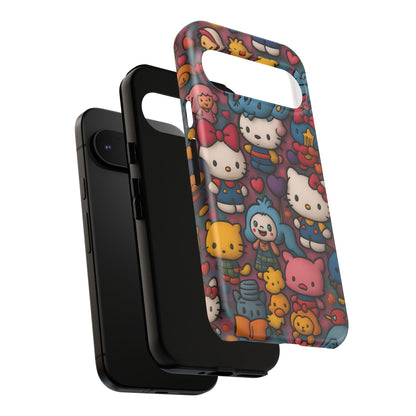 Cute Kawaii Cartoon Phone CaseColorful Hello Kitty Style Collage Cover for iPhone & Samsung