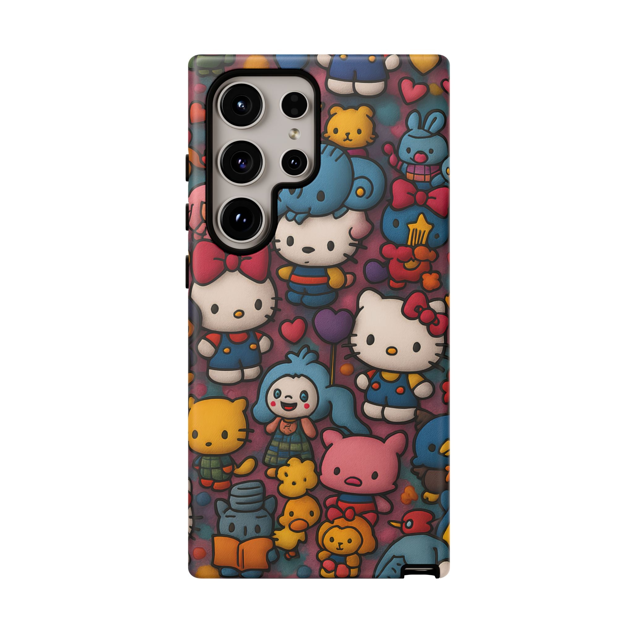 Cute Kawaii Cartoon Phone CaseColorful Hello Kitty Style Collage Cover for iPhone & Samsung