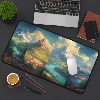 castle desk mat with anti slip backing, fantasy castle office desk mat for students
