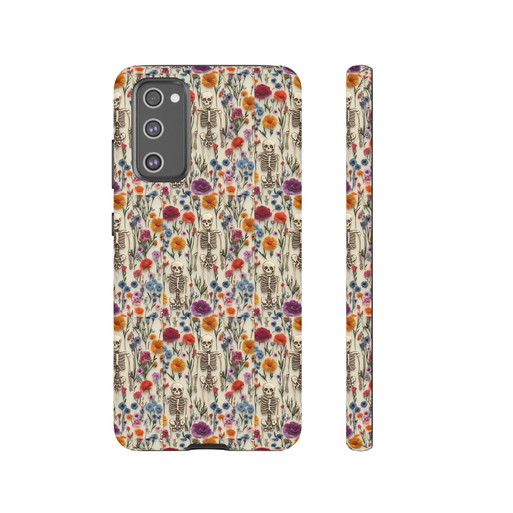 Skeleton Floral Phone Case – Gothic Vintage Botanical Skull Cover for iPhone, Samsung & Pixel Models
