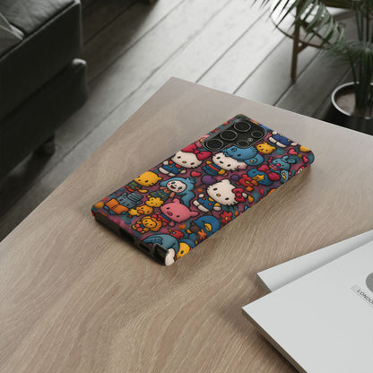 Cute Kawaii Cartoon Phone CaseColorful Hello Kitty Style Collage Cover for iPhone & Samsung