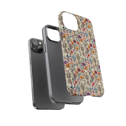 Skeleton Floral Phone Case – Gothic Vintage Botanical Skull Cover for iPhone, Samsung & Pixel Models