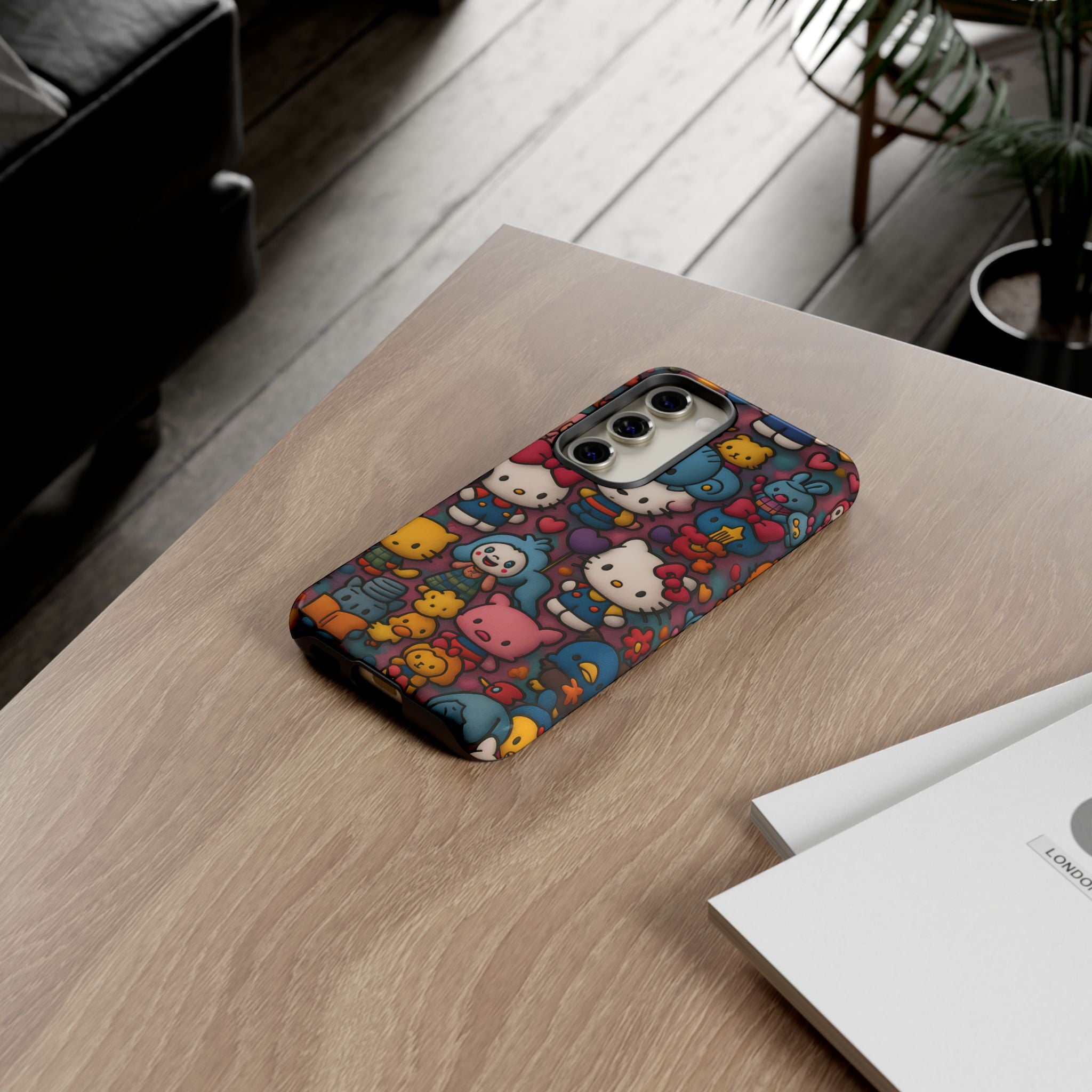 Cute Kawaii Cartoon Phone CaseColorful Hello Kitty Style Collage Cover for iPhone & Samsung