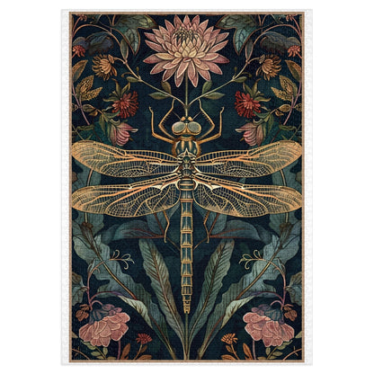 botanical dragonfly art puzzle for slow living homes, vintage floral jigsaw puzzle for tea time relaxation, relaxing art puzzle for adults with botanical design