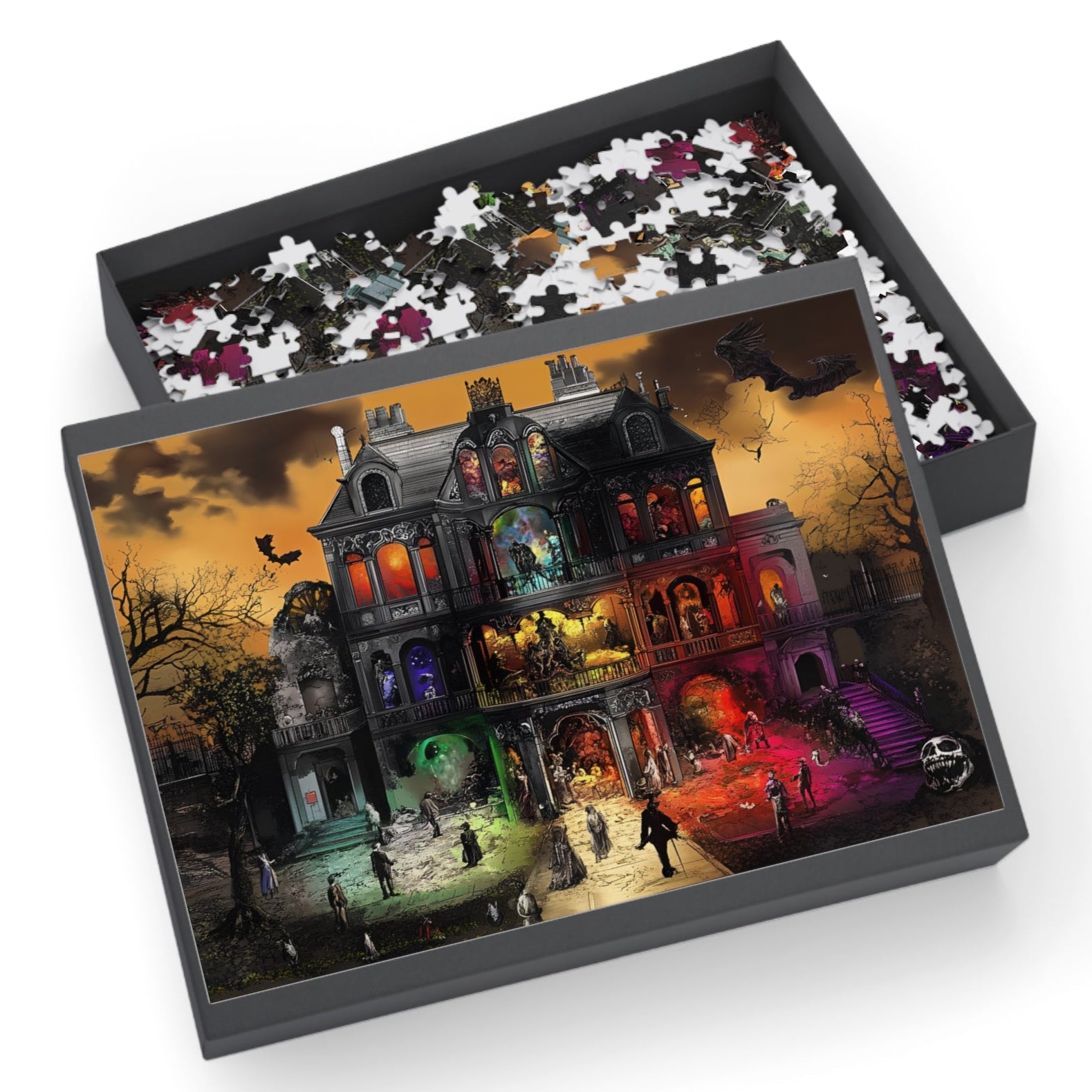 Edgar Allan Poe Gothic Haunted Mansion Puzzle | Spooky Victorian Macabre Art Jigsaw for Adults