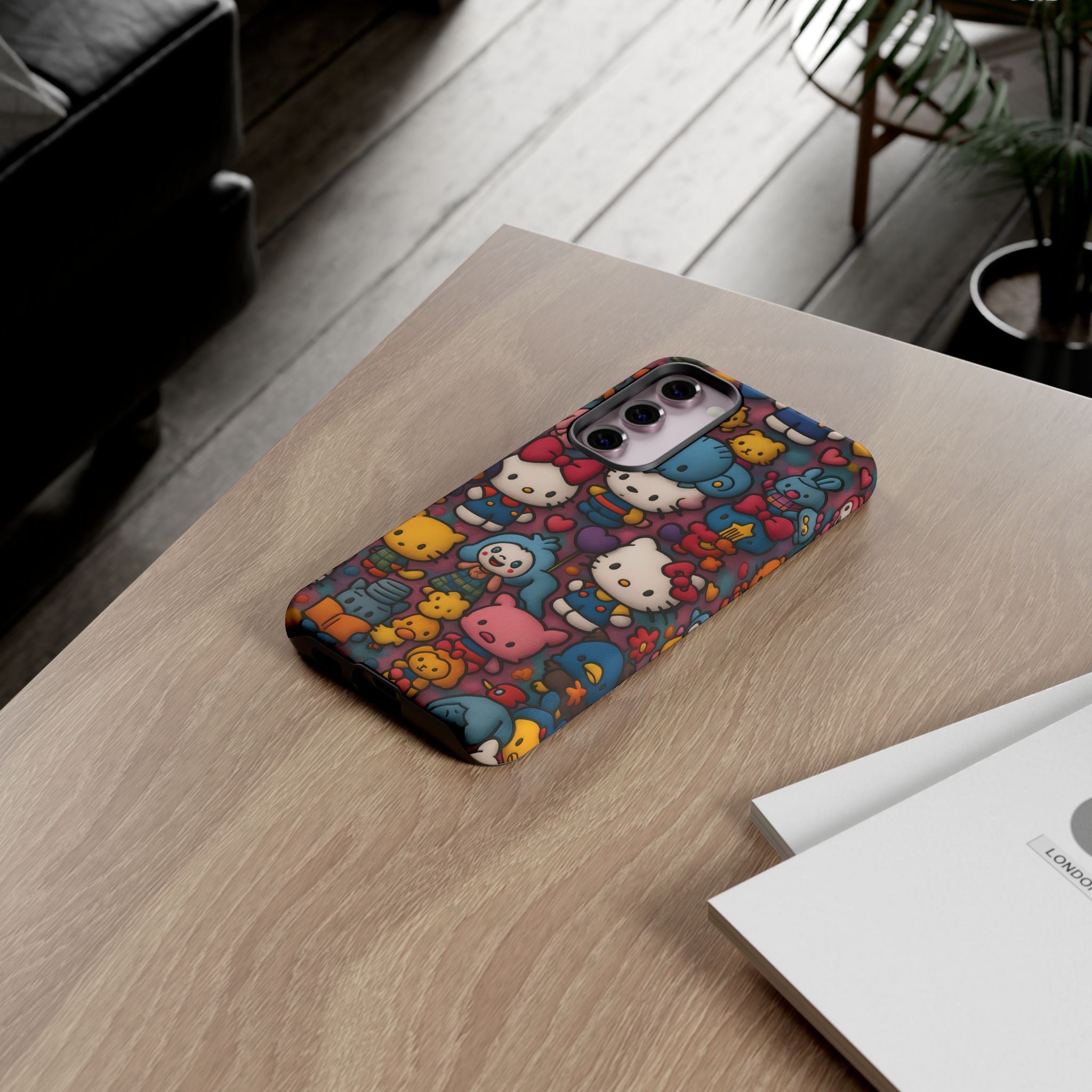 Cute Kawaii Cartoon Phone CaseColorful Hello Kitty Style Collage Cover for iPhone & Samsung