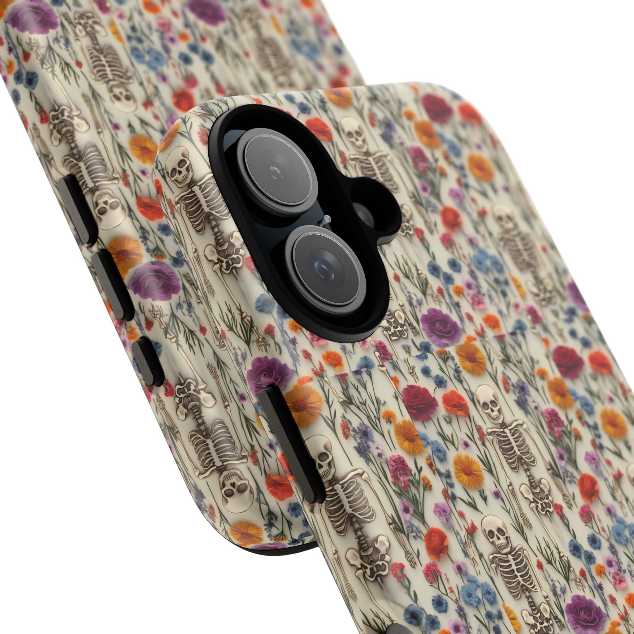 Skeleton Floral Phone Case – Gothic Vintage Botanical Skull Cover for iPhone, Samsung & Pixel Models