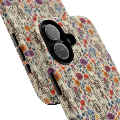Skeleton Floral Phone Case – Gothic Vintage Botanical Skull Cover for iPhone, Samsung & Pixel Models