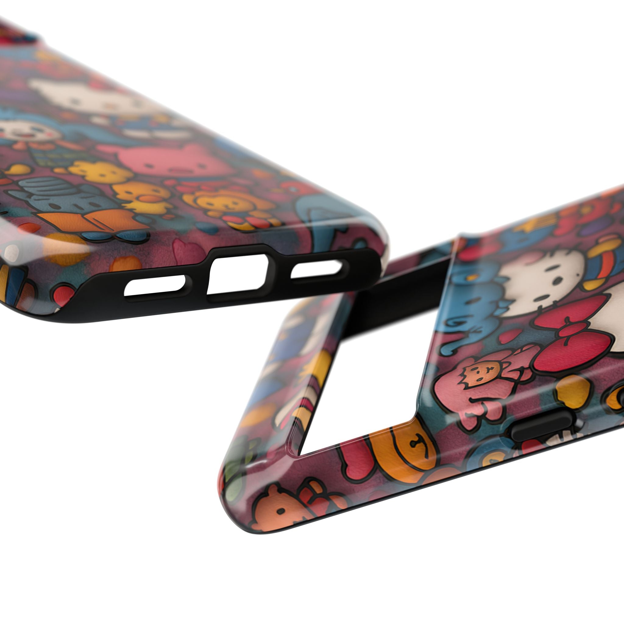 Cute Kawaii Cartoon Phone CaseColorful Hello Kitty Style Collage Cover for iPhone & Samsung