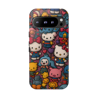 Cute Kawaii Cartoon Phone CaseColorful Hello Kitty Style Collage Cover for iPhone & Samsung