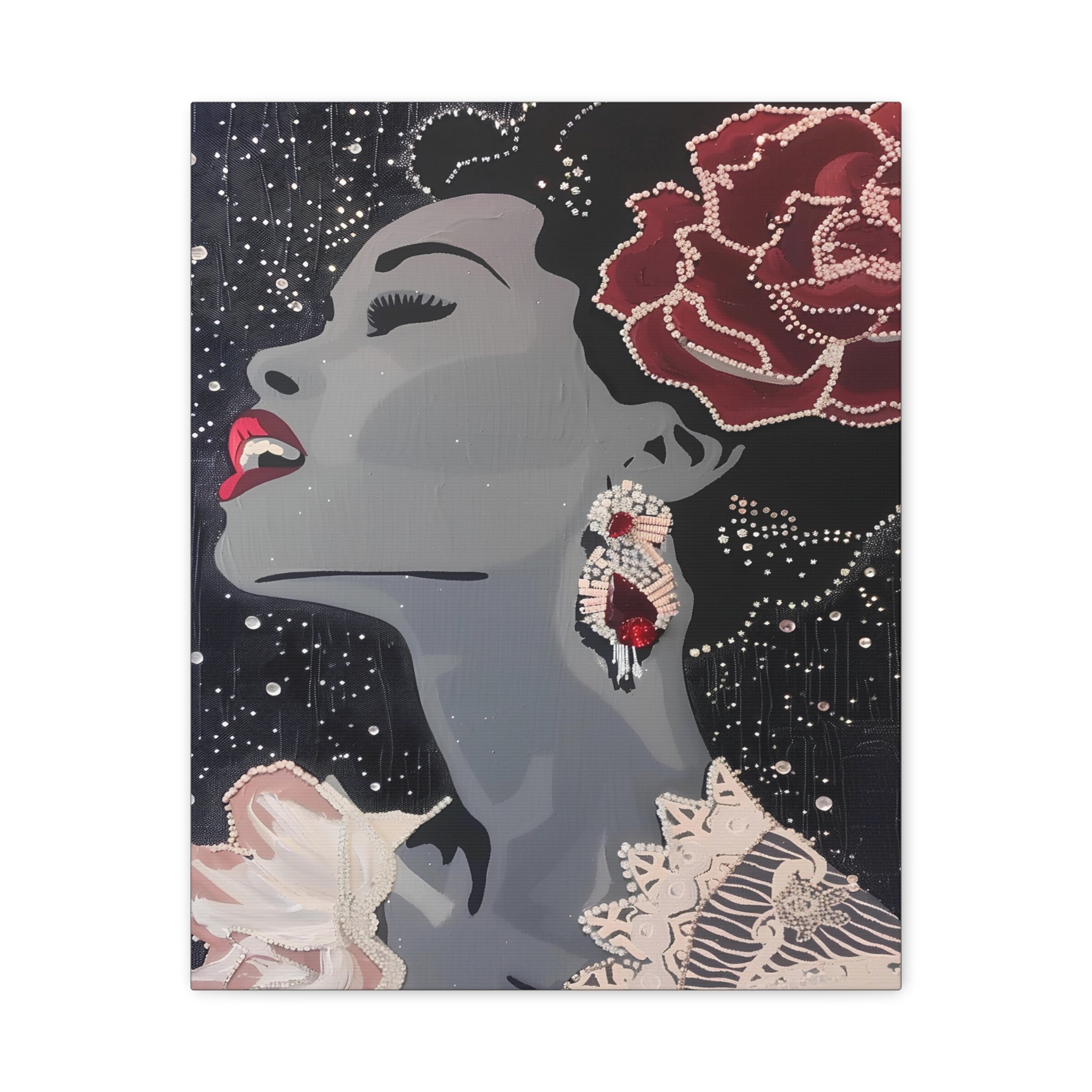 premium gallery wrap jazz art with structured edges, soulful music inspired home decor canvas print, large format jazz lounge wall art for living room