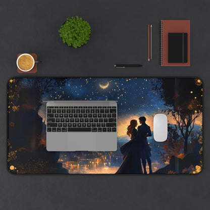 Oversized starry city mouse pad with magical celestial sky