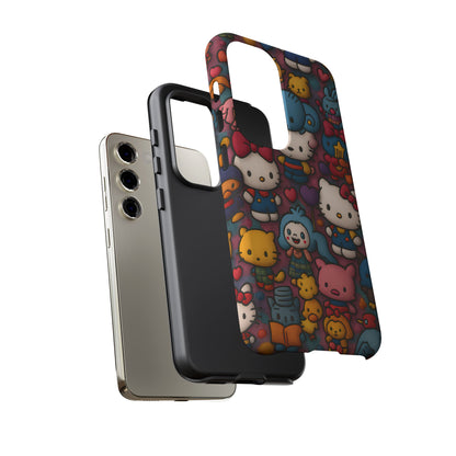 Cute Kawaii Cartoon Phone CaseColorful Hello Kitty Style Collage Cover for iPhone & Samsung