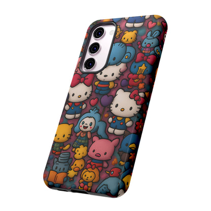 Cute Kawaii Cartoon Phone CaseColorful Hello Kitty Style Collage Cover for iPhone & Samsung