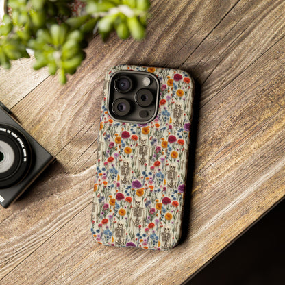 Skeleton Floral Phone Case – Gothic Vintage Botanical Skull Cover for iPhone, Samsung & Pixel Models