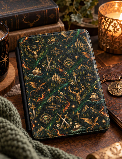 Terrasen Kindle Case Dark Green Fantasy E-reader Cover