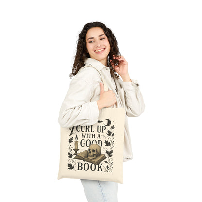 Vintage Gothic Book Lover Tote Bag – Skull & Candle Cotton Canvas Bag for Readers, Library & Gifts
