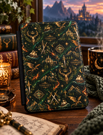 Terrasen Kindle Case Dark Green Fantasy E-reader Cover