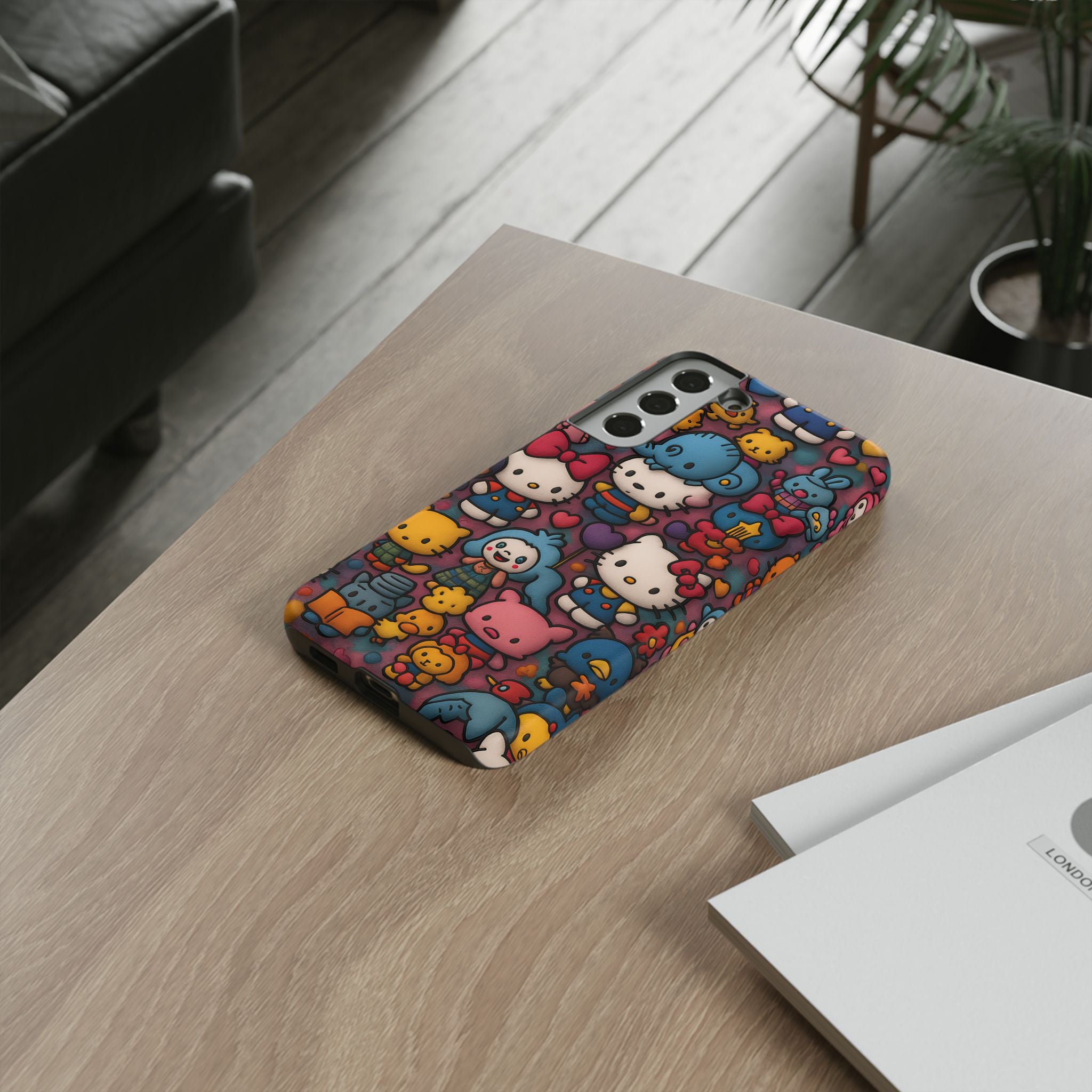 Cute Kawaii Cartoon Phone CaseColorful Hello Kitty Style Collage Cover for iPhone & Samsung