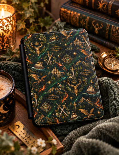 Terrasen Kindle Case Dark Green Fantasy E-reader Cover