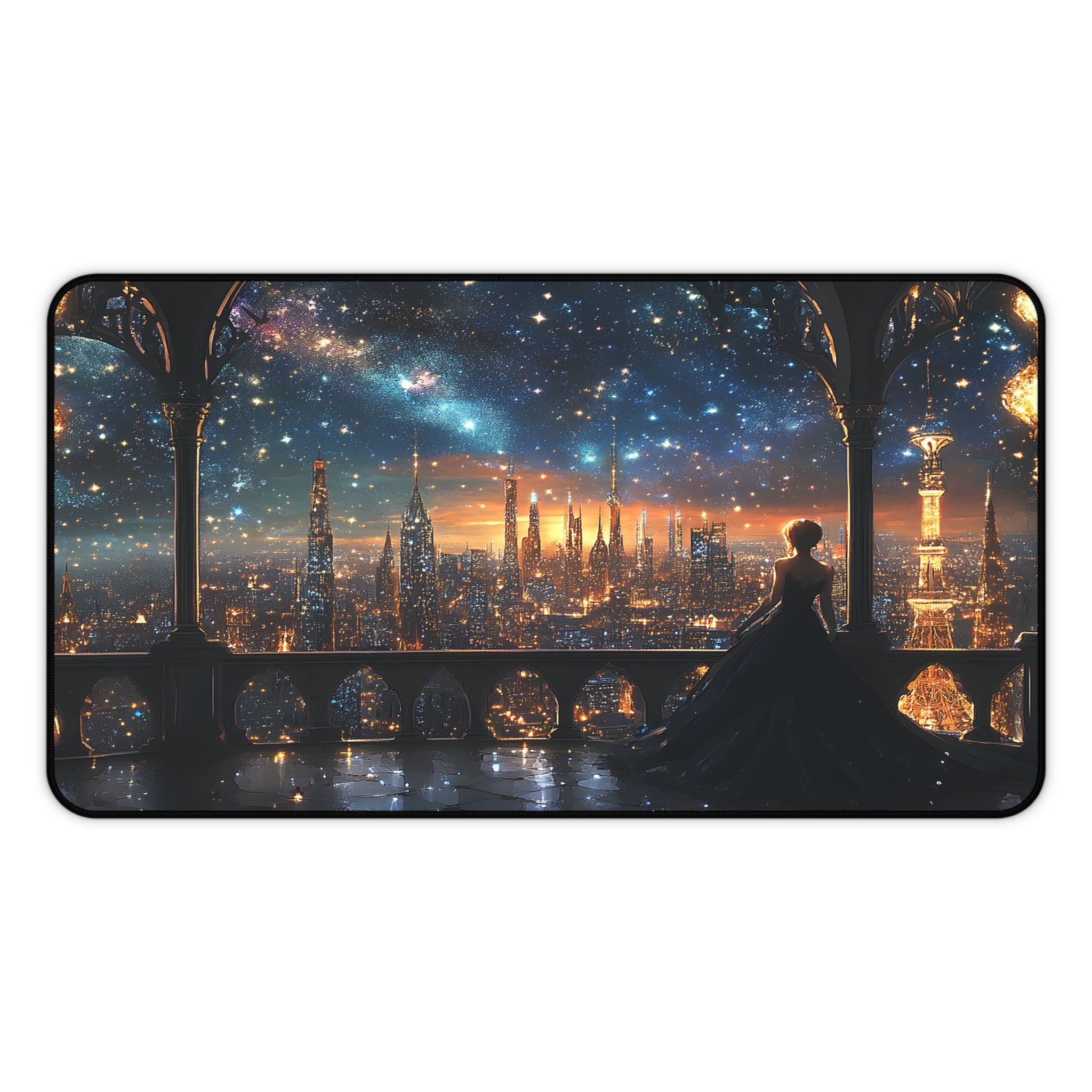 Oversized fantasy mouse pad with Velaris city lights
