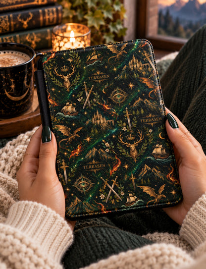 Terrasen Kindle Case Dark Green Fantasy E-reader Cover