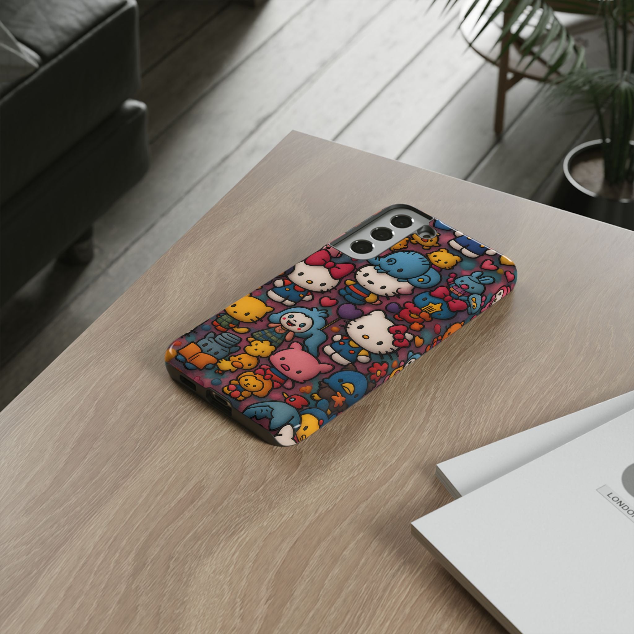 Cute Kawaii Cartoon Phone CaseColorful Hello Kitty Style Collage Cover for iPhone & Samsung
