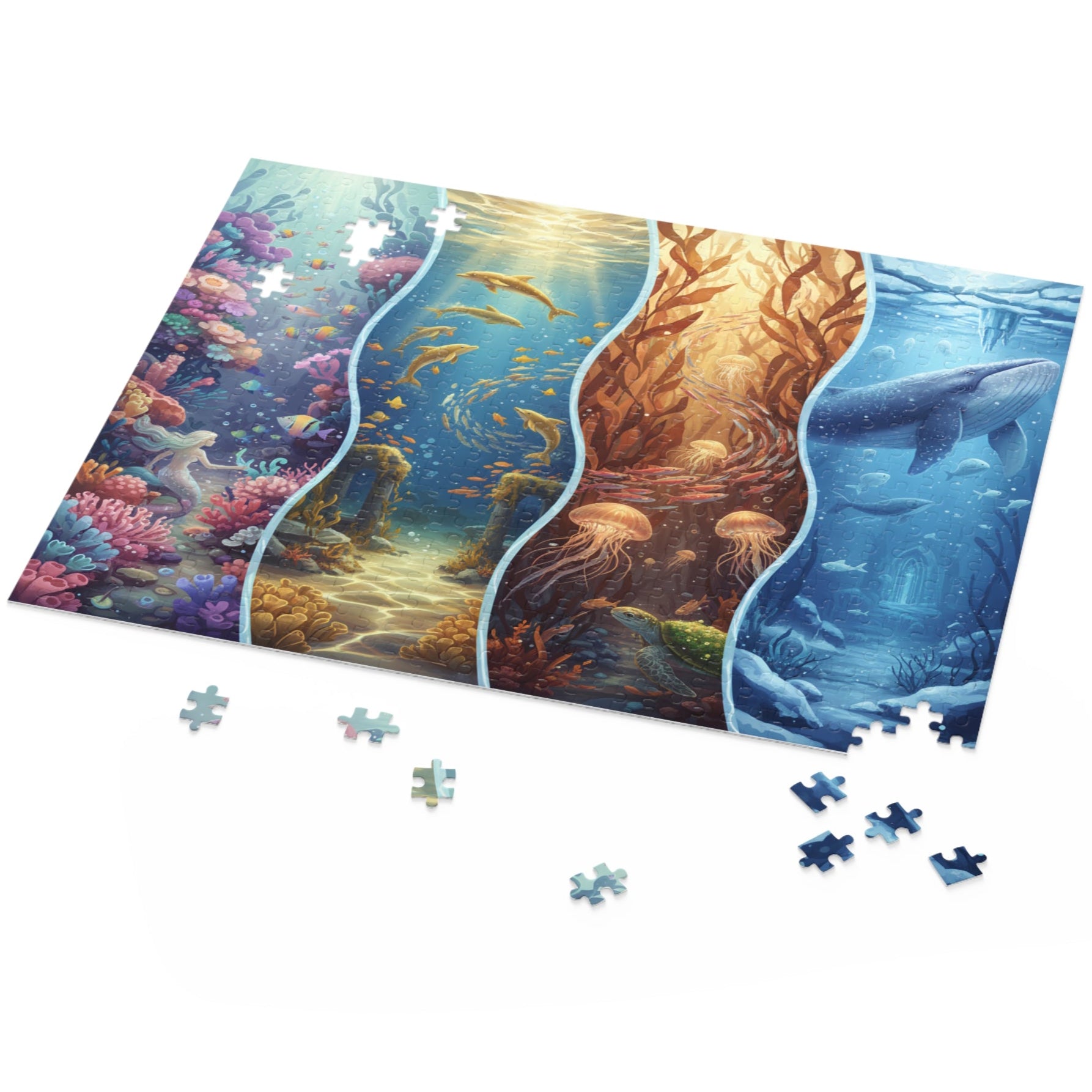 coral reef puzzle with tropical fish
