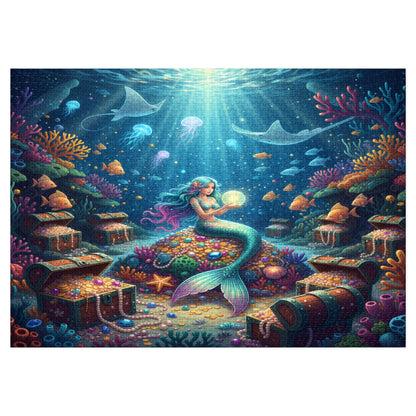 unique fantasy puzzle gift idea, whimsical ocean treasure chest jigsaw