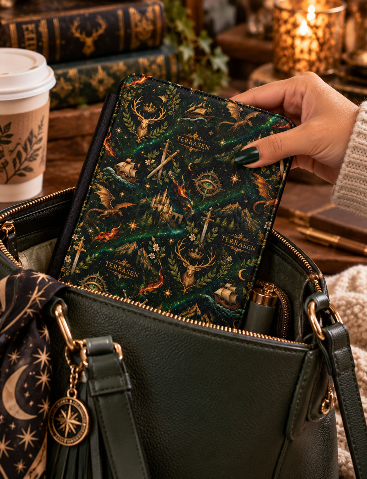 Terrasen Kindle Case Dark Green Fantasy E-reader Cover