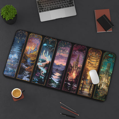 Scenes of Throne Fantasy Desk Mat | Book Lover Mouse Pad | Cozy Book Nook Gift | Aesthetic Office Decor for Readers