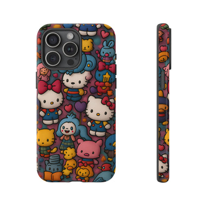 Cute Kawaii Cartoon Phone CaseColorful Hello Kitty Style Collage Cover for iPhone & Samsung