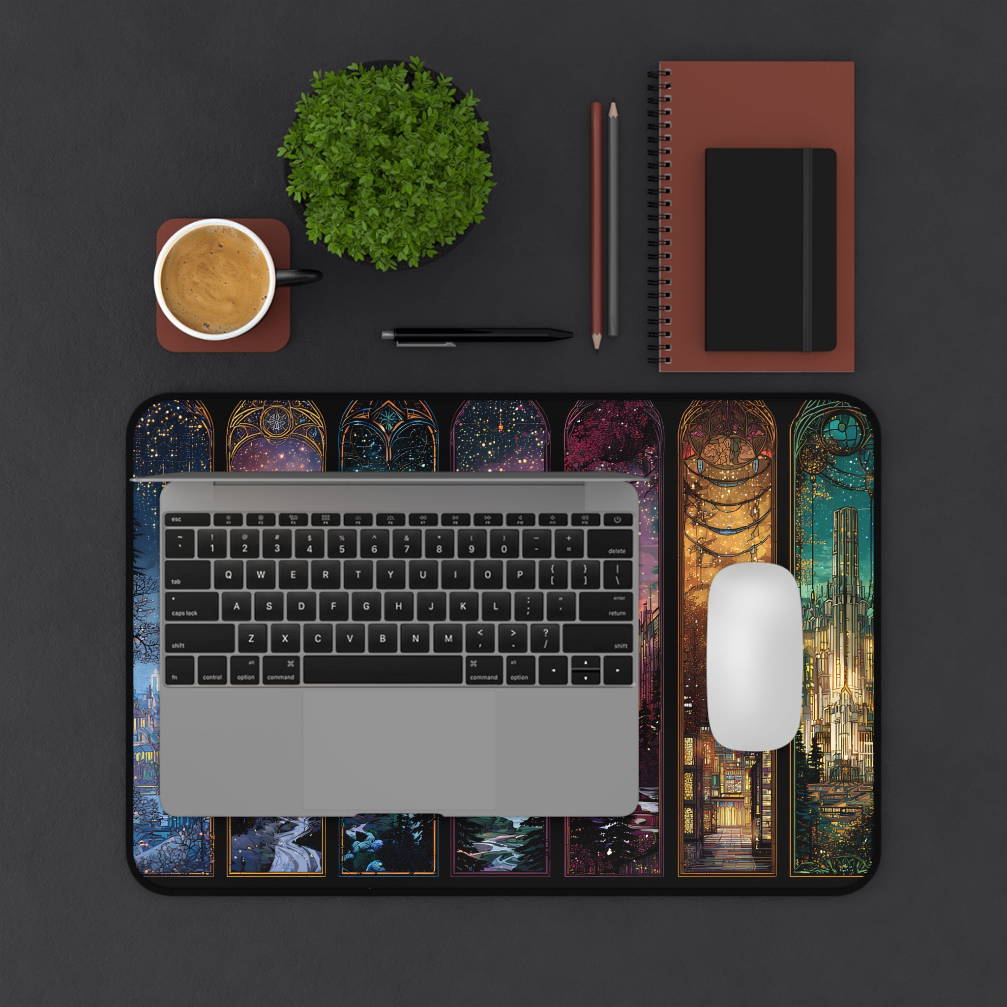 Scenes of Throne Fantasy Desk Mat | Book Lover Mouse Pad | Cozy Book Nook Gift | Aesthetic Office Decor for Readers