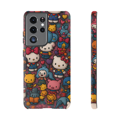Cute Kawaii Cartoon Phone CaseColorful Hello Kitty Style Collage Cover for iPhone & Samsung