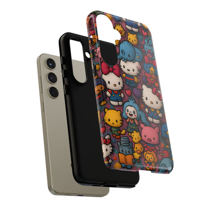 Cute Kawaii Cartoon Phone CaseColorful Hello Kitty Style Collage Cover for iPhone & Samsung