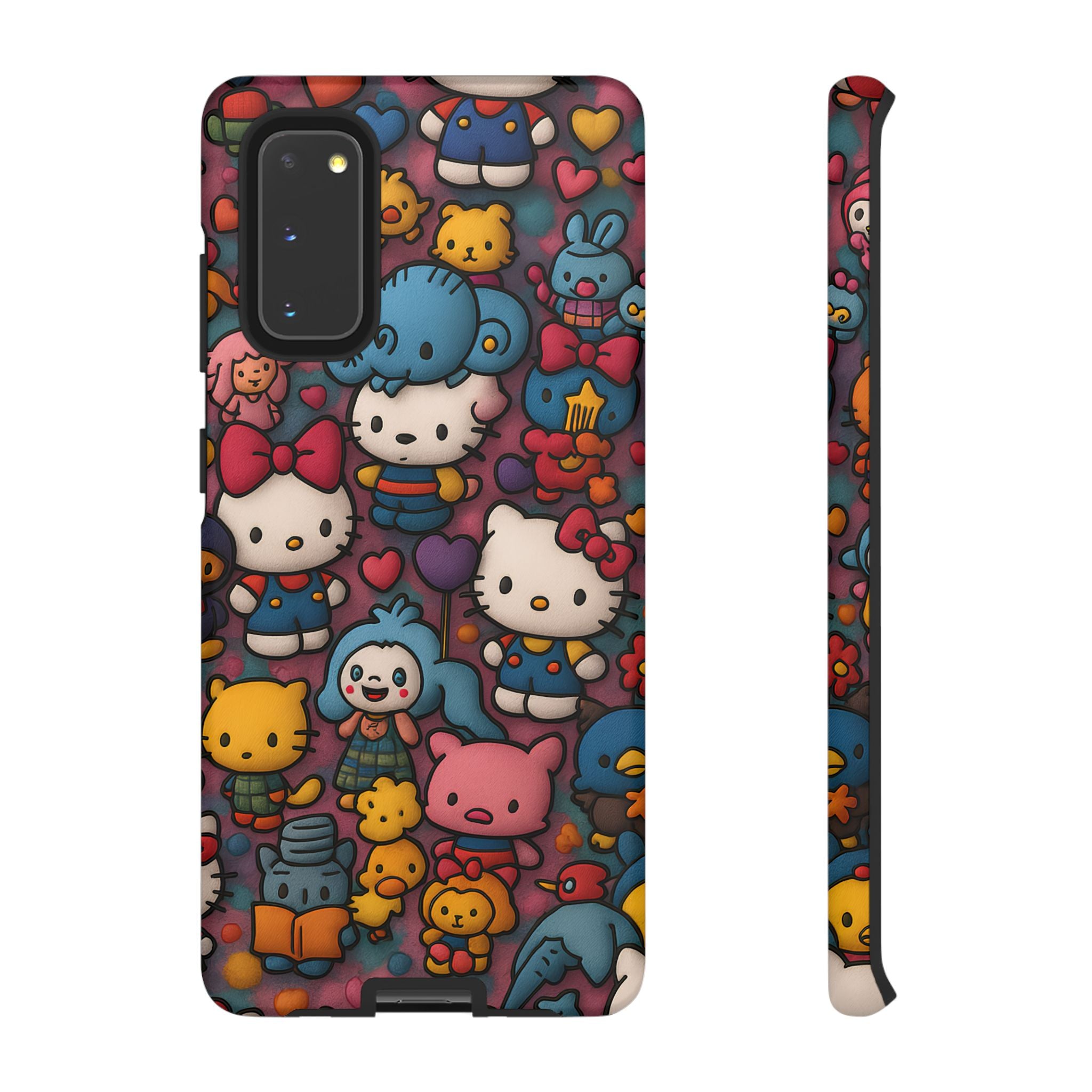 Cute Kawaii Cartoon Phone CaseColorful Hello Kitty Style Collage Cover for iPhone & Samsung