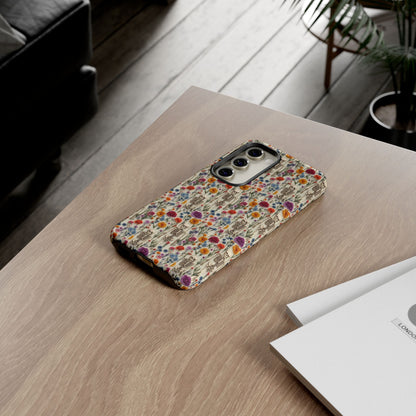 Skeleton Floral Phone Case – Gothic Vintage Botanical Skull Cover for iPhone, Samsung & Pixel Models
