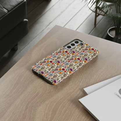Skeleton Floral Phone Case – Gothic Vintage Botanical Skull Cover for iPhone, Samsung & Pixel Models