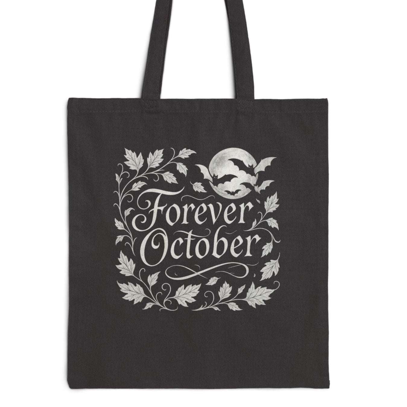 Forever October Canvas Tote Bag Eco-Friendly Fall Market Bag for Spooky Season & Everyday Use